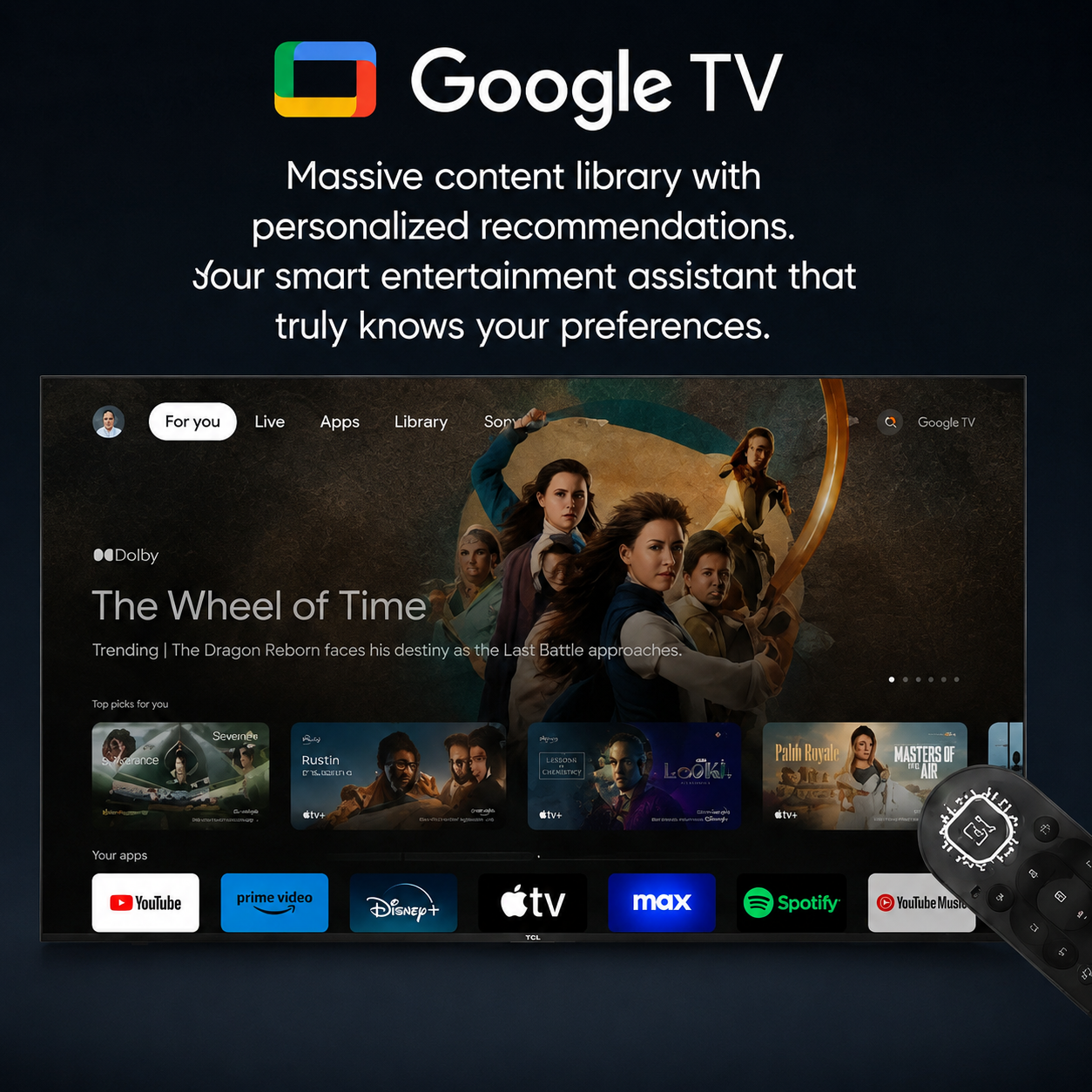 Syinix 50 inch QLED 4K Google TV – Quantum Dot Color, Dolby Audio, 16W HIFI 50Q61K