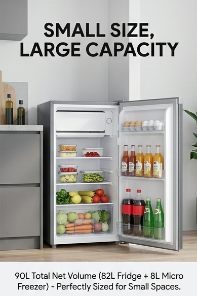 Syinix Mini Fridge 90L with 9-Level Temperature for Apartment Office Bedroom FD115SDS