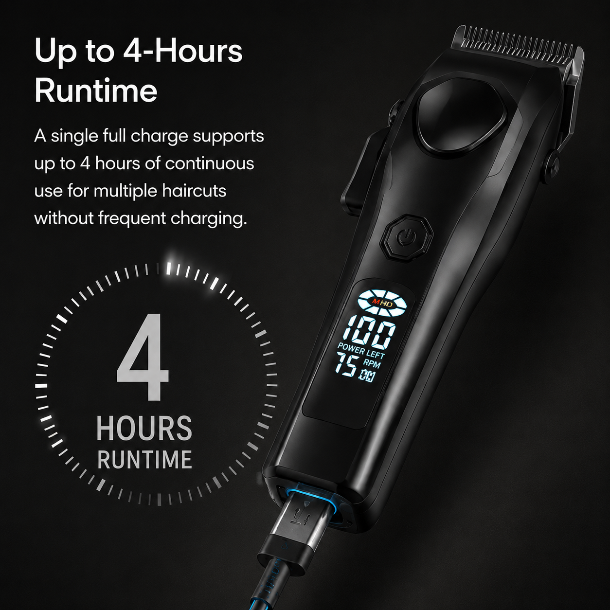 Syinix POWERTRIM Smart Hair Clipper 7500 RPM 4H Runtime Type-C SHC-480