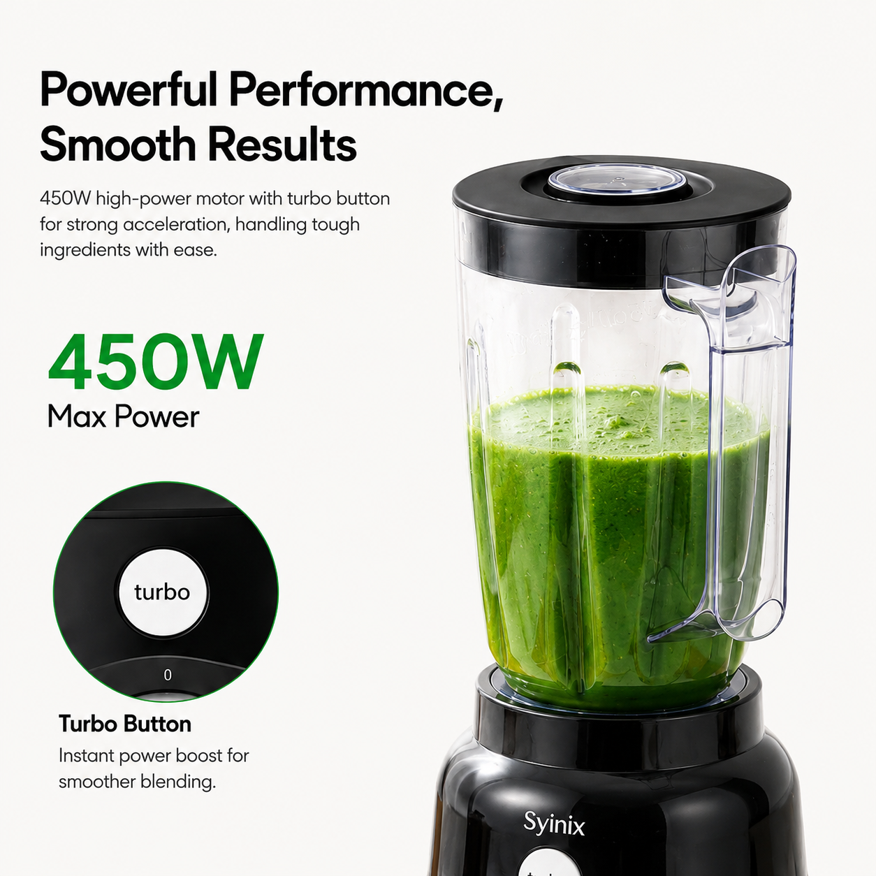 Syinix Primemix 2-in-1 Blender – 450W Turbo Blend Grind, 1.8L Durable Jug SBL35E1