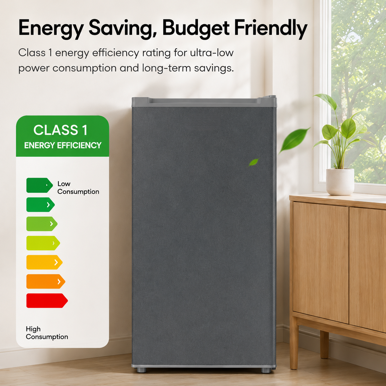 Syinix Mini Fridge 90L with 9-Level Temperature for Apartment Office Bedroom FD115SDS