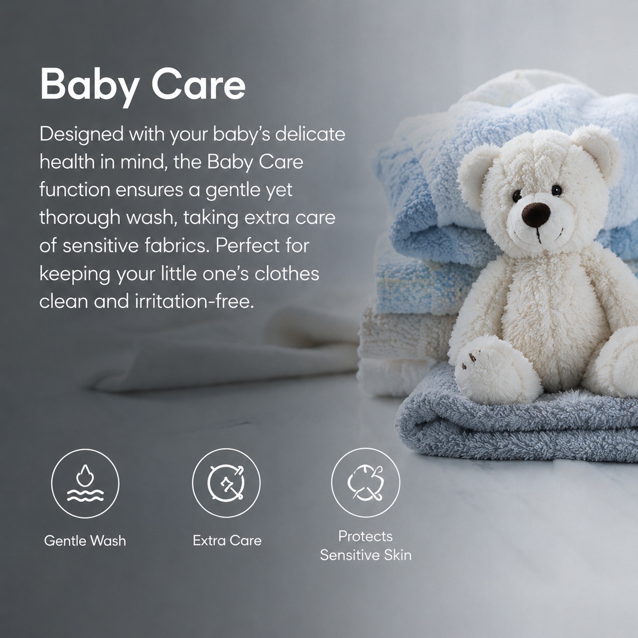 Syinix Washing Machine Front Loading Baby Care Steam Wash Grey 8KG V8WFT