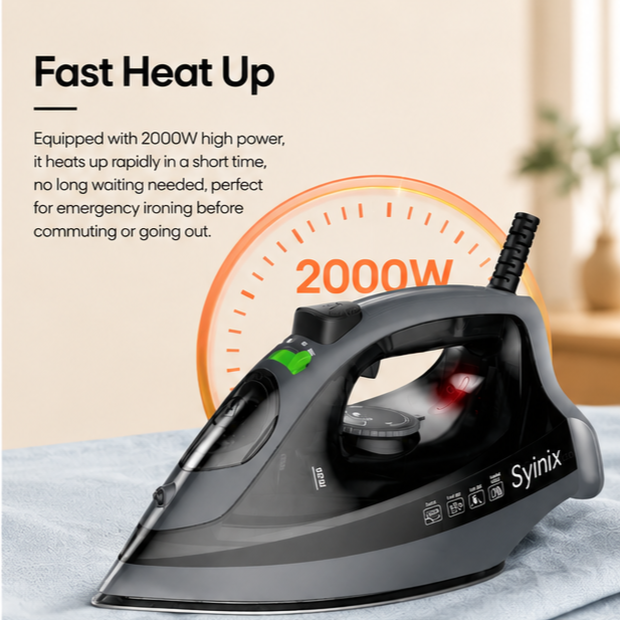 Syinix Steam Iron PolePole Leak-Proof Non-Stick Coating 250ml IRSP-1005