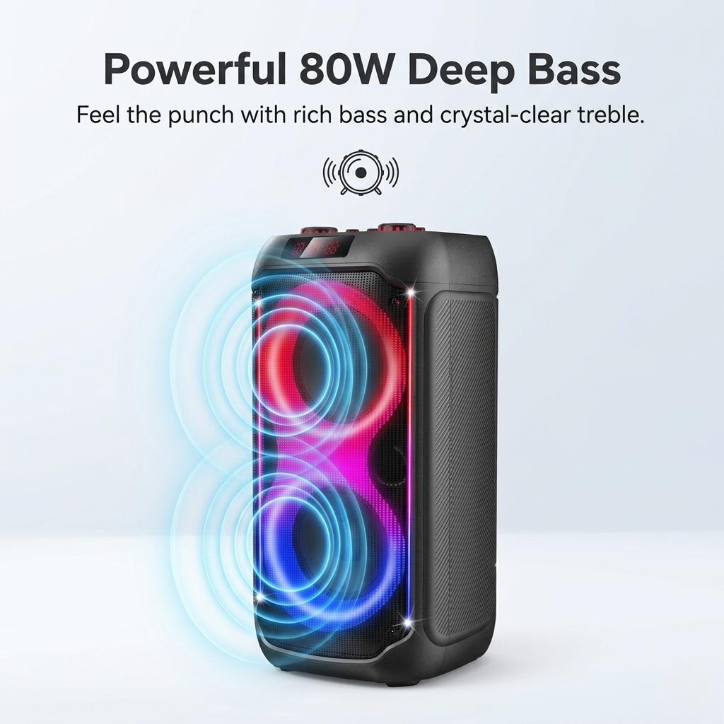 Syinix Deep Bass 80W Wireless Bluetooth Speaker SYN-DJ280TWD