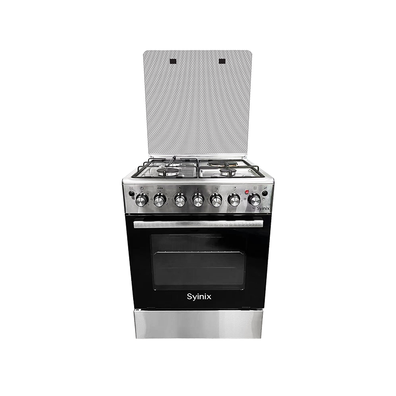 Syinix Standing Cooker Gas Cooker With 3 Gas Burner and 1 Hot Plate Silver 60 cm*60 cm Q60GC1