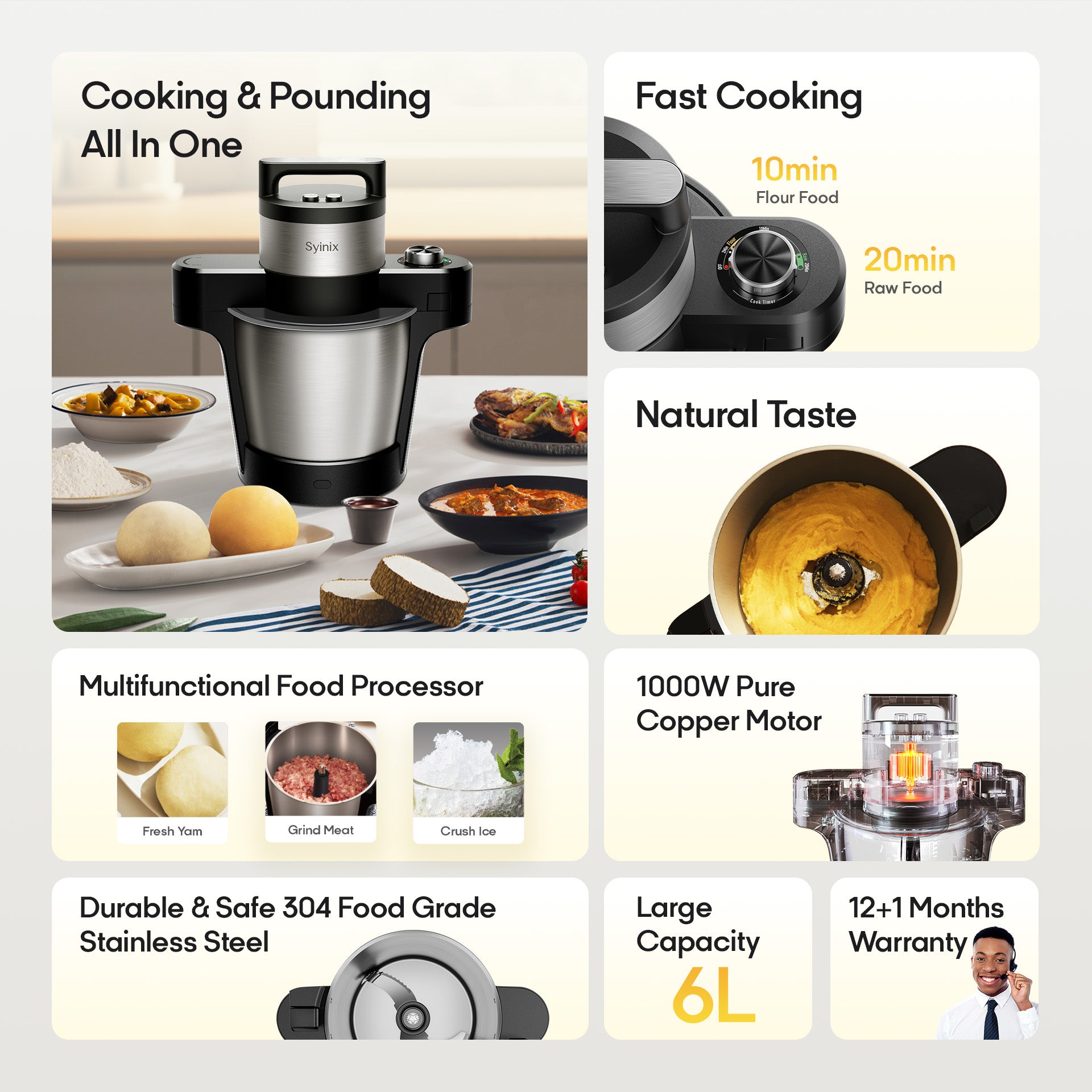 Syinix Ugali Cooker Eco Multi-functional Food Cooker SFM60E1