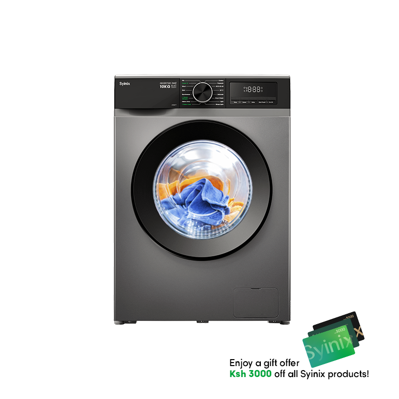 Syinix Washing Machine Front Loading Baby Care Steam Wash Grey 10KG V10WFT