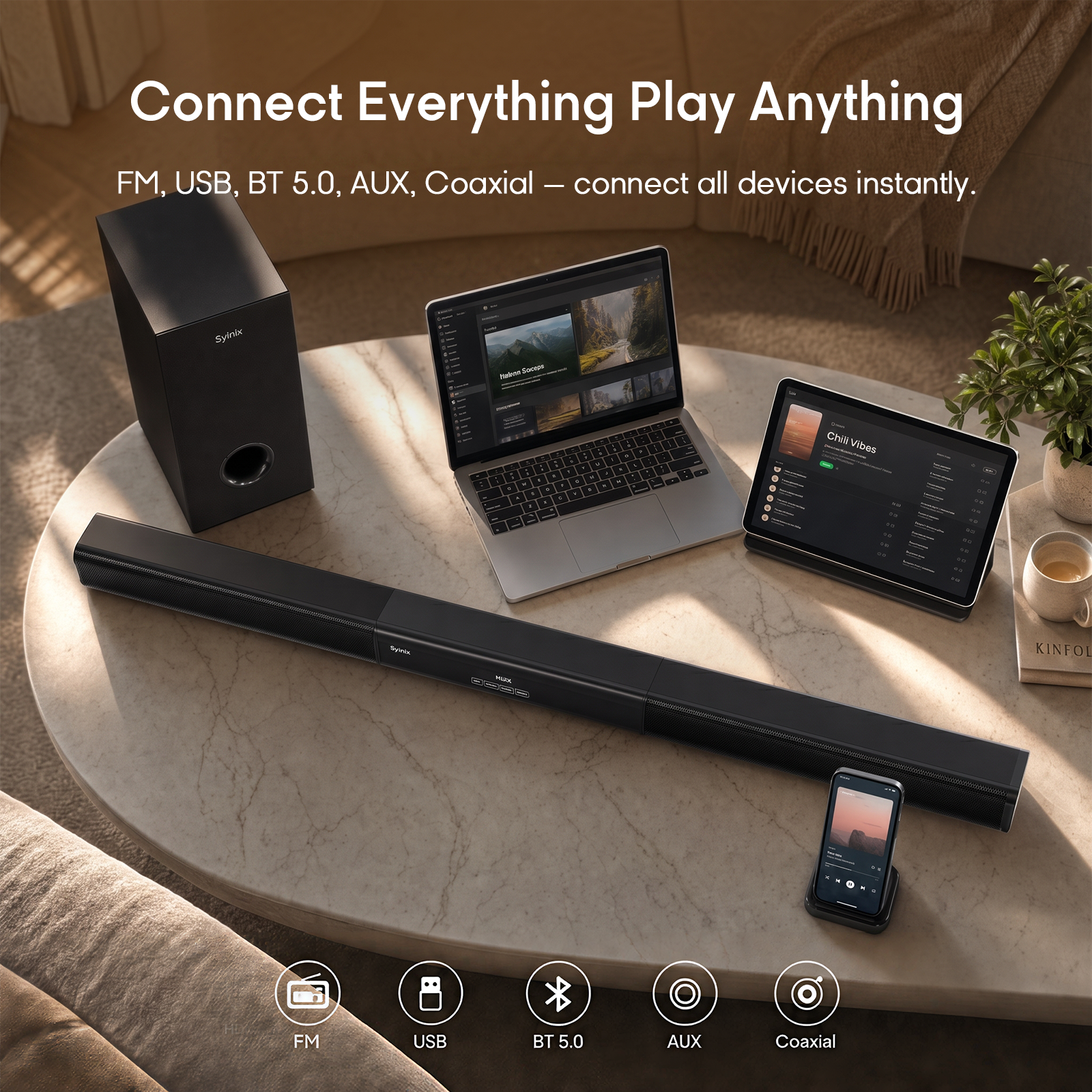 Syinix Soundbar Subwoofer Bluetooth Black SYN-S60