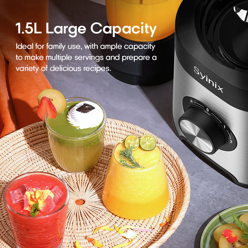 Syinix Power Blender Smoothie Maker 2-In-1 With 1.5L  Silver Q70BL1