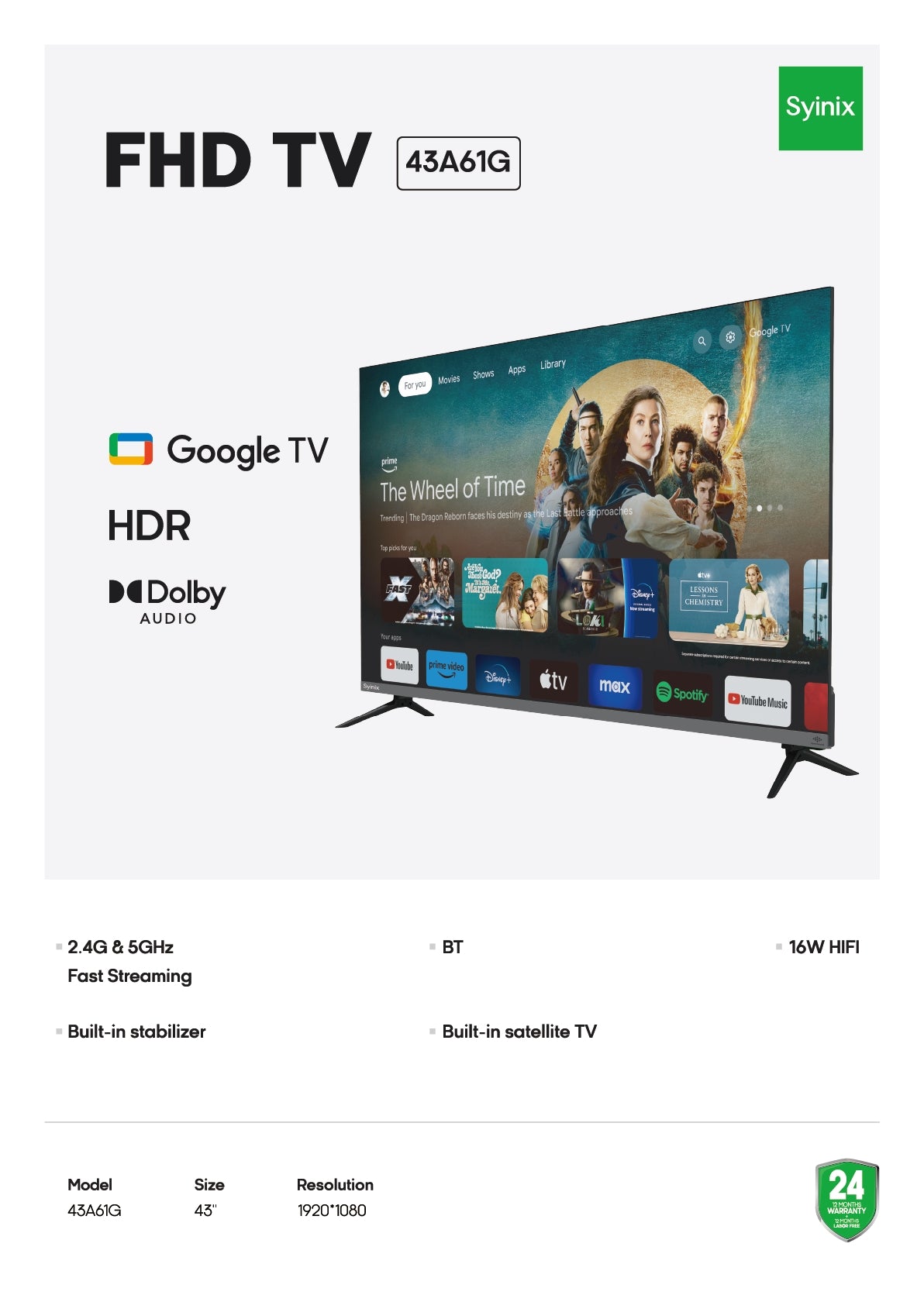Syinix Google 43 inch-43A61