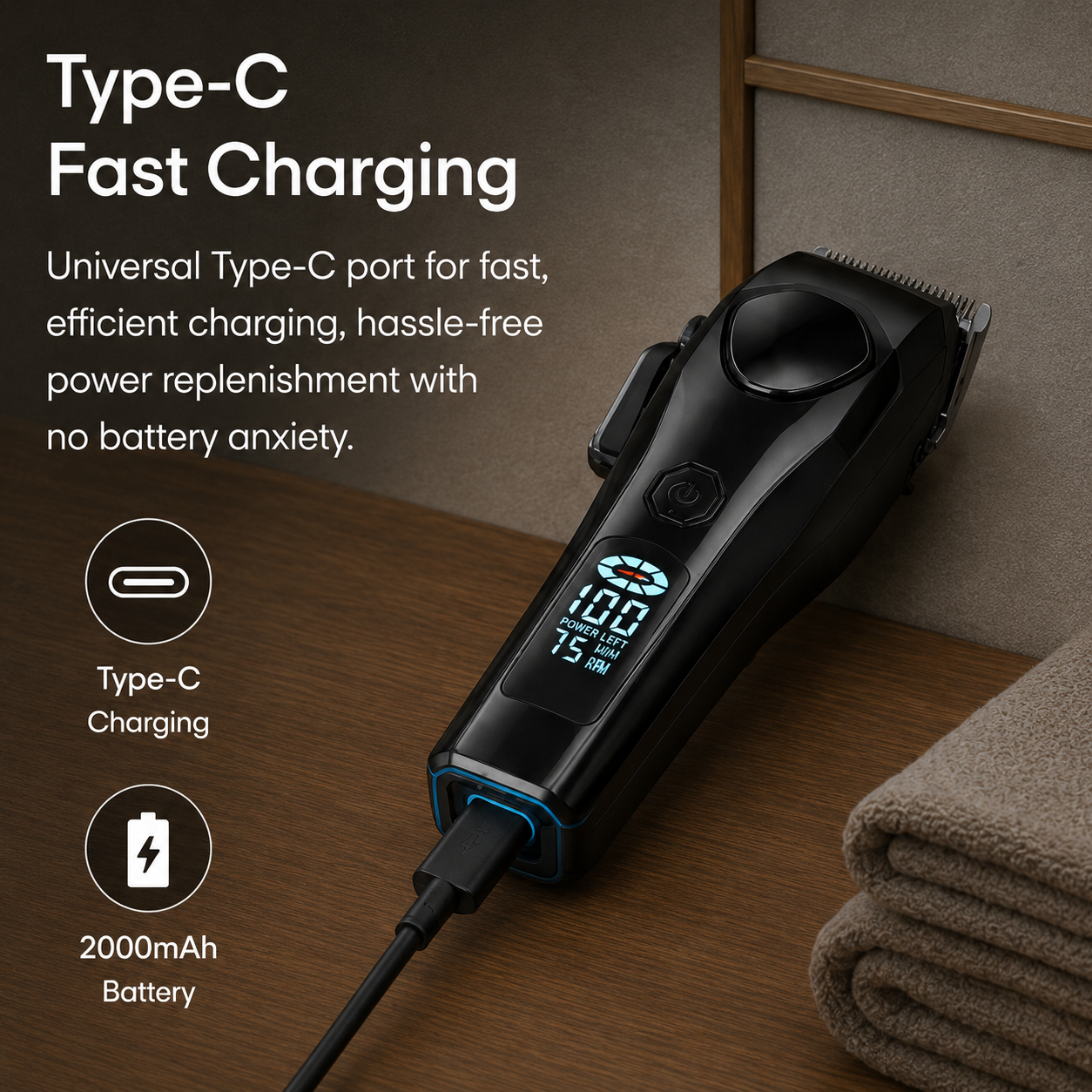 Syinix POWERTRIM Smart Hair Clipper 7500 RPM 4H Runtime Type-C SHC-480