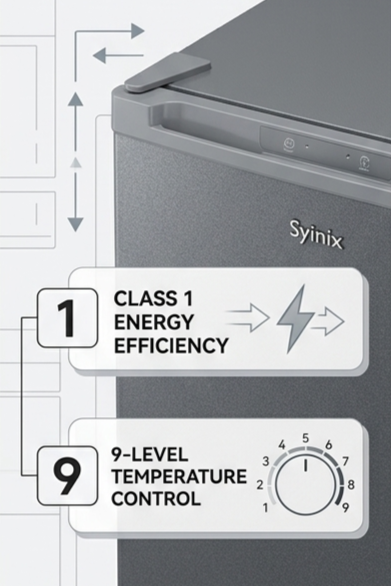 Syinix Mini Fridge 90L with 9-Level Temperature for Apartment Office  Bedroom FD115SDS