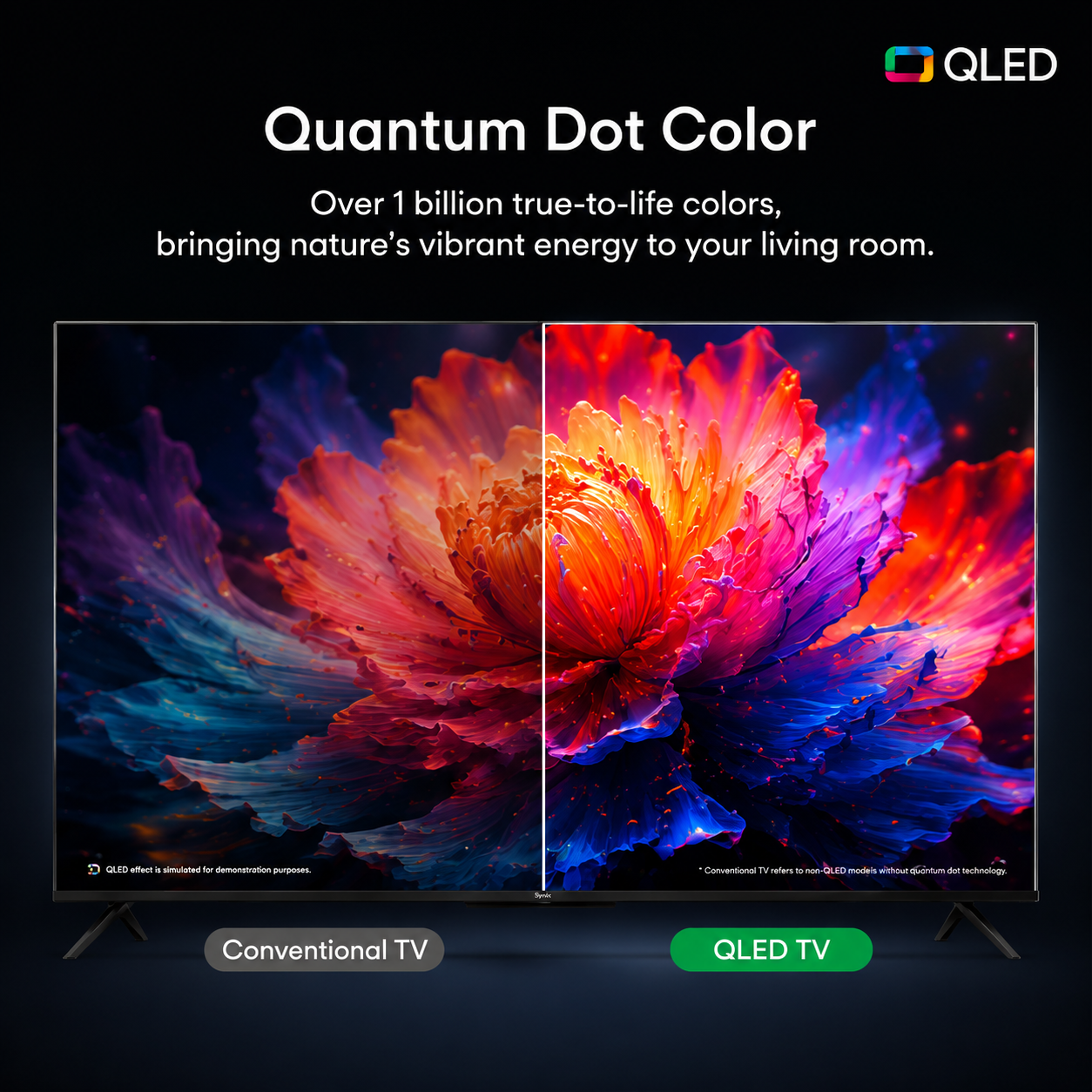 Syinix 55 inch QLED 4K Google TV – Quantum Dot Color, Dolby Audio, 16W HIFI 55Q61K