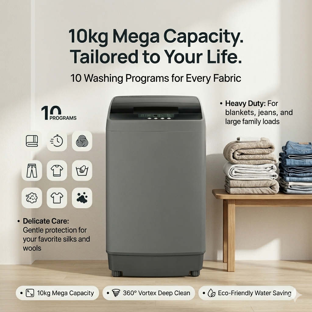 Syinix Vortex Pro 360° Vortex Washing Machine 12kg Family Size P12WTK