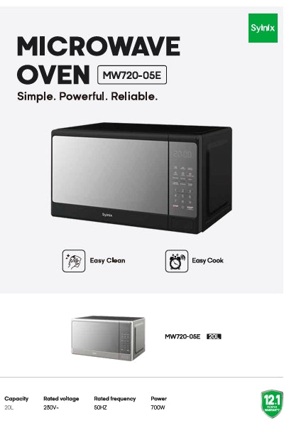 Syinix Digital Microwave  Microwave Oven 20L Black MW720-05E