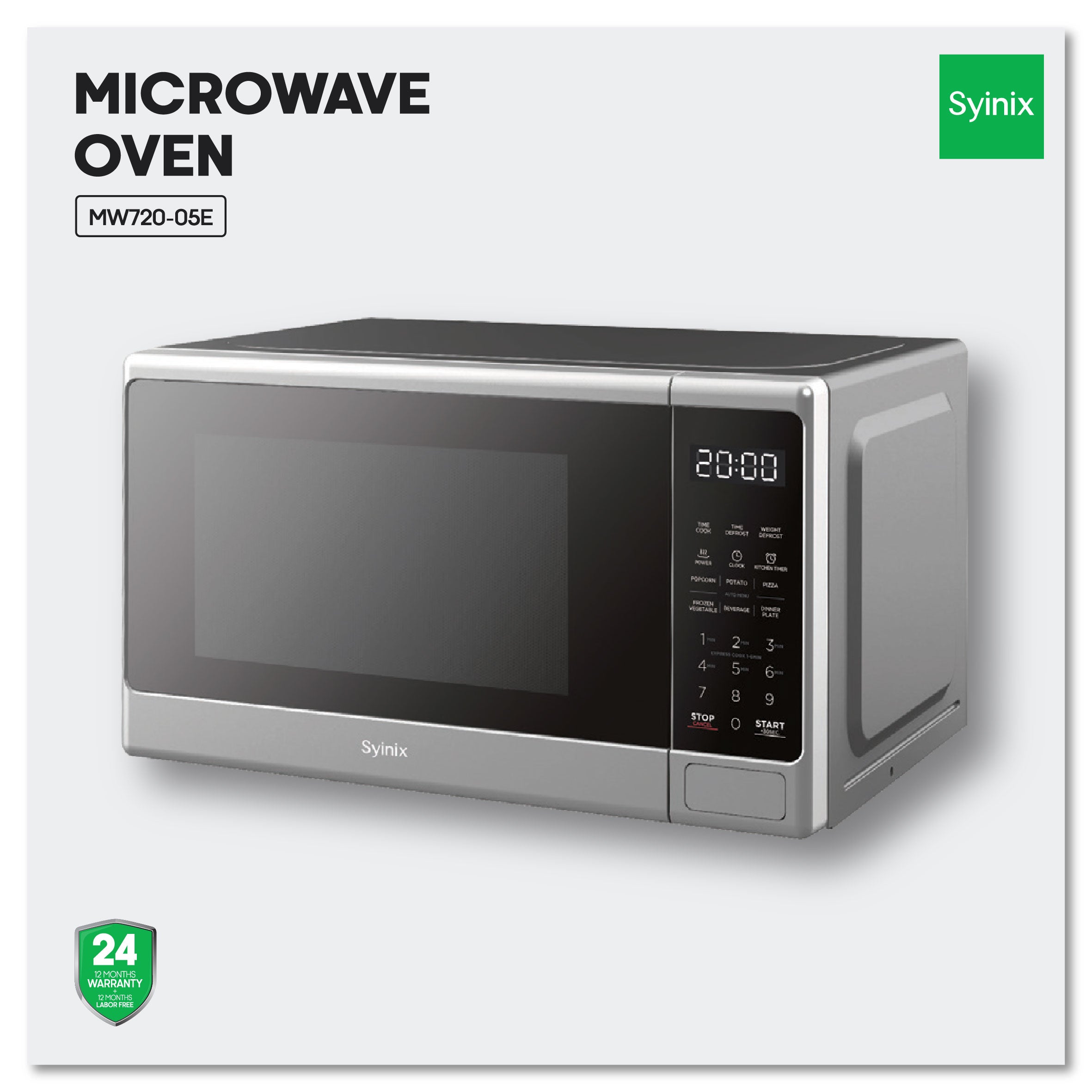 Syinix Microwave Oven 20L Silver MW720-05E
