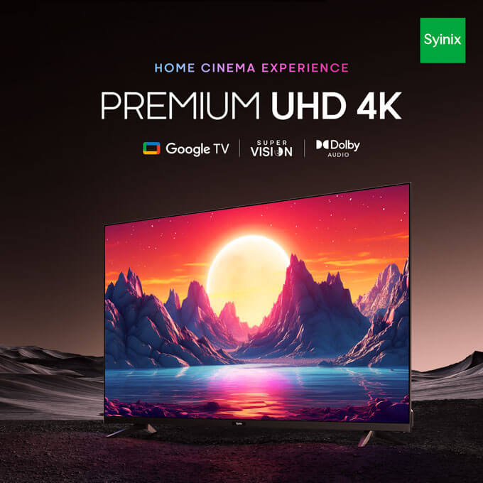 Syinix 55 inch Premium 4K UHD Google TV-55U61G