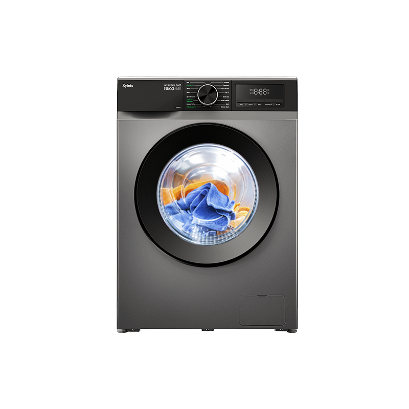 Syinix Washing Machine Front Loading Baby Care Steam Wash Grey 10KG V10WFT