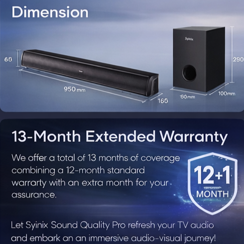 Syinix Soundbar Bluetooth 80W Black SYN-SB580
