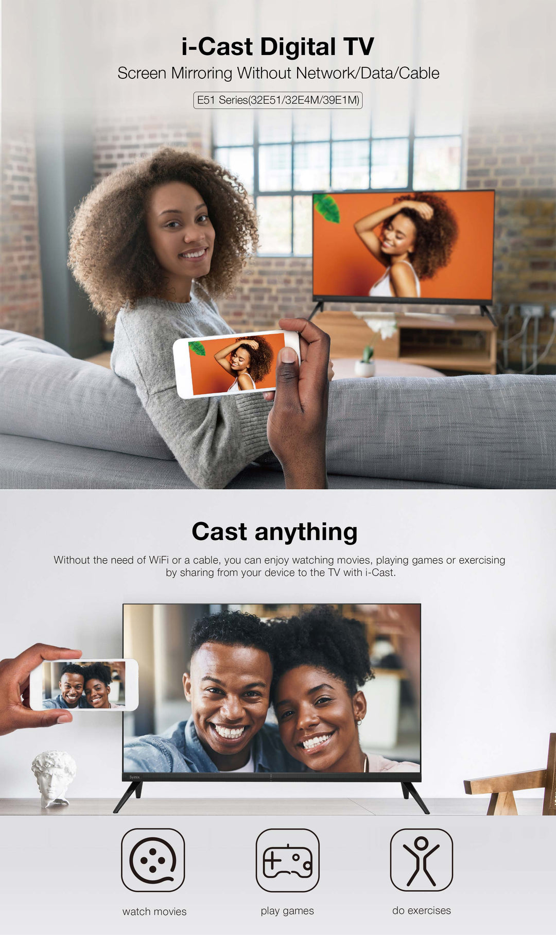 Syinix 32 inch Frameless i-Cast Smart TV - Gadget Central